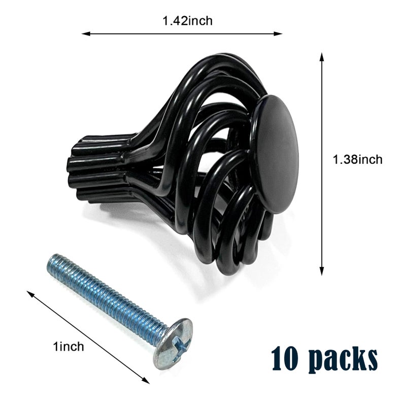 Lorigun Black Cabinet Knobs, Drawer Knobs for Dresser, Cupboard Door Knobs Round Alloy Knob with Screw, Single Hole Closet Door Knob Kitchen Cabinet Hardware 10 Pcs - Image 2